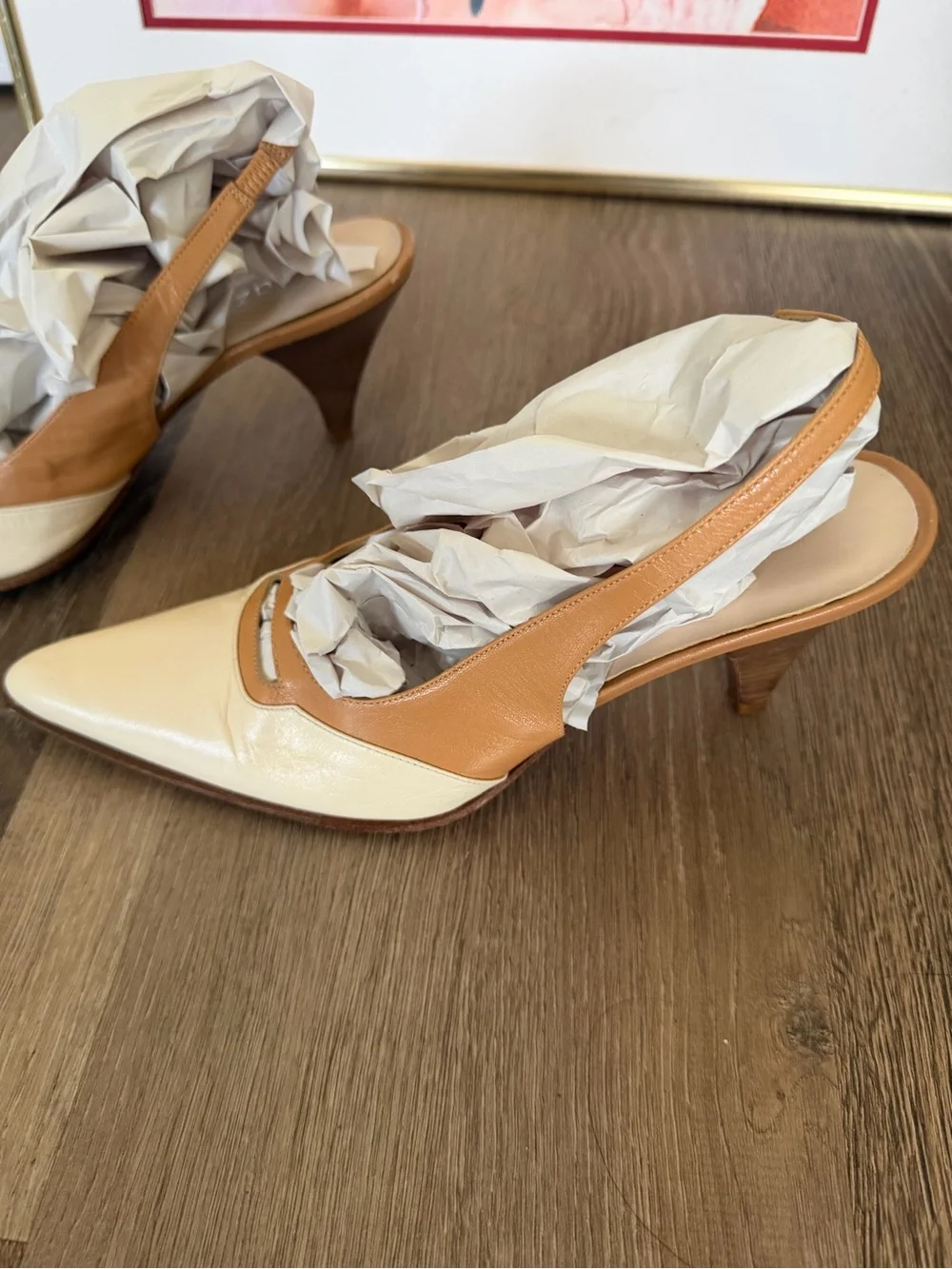 Vintage Mazzini Two toned Italian leather sling back